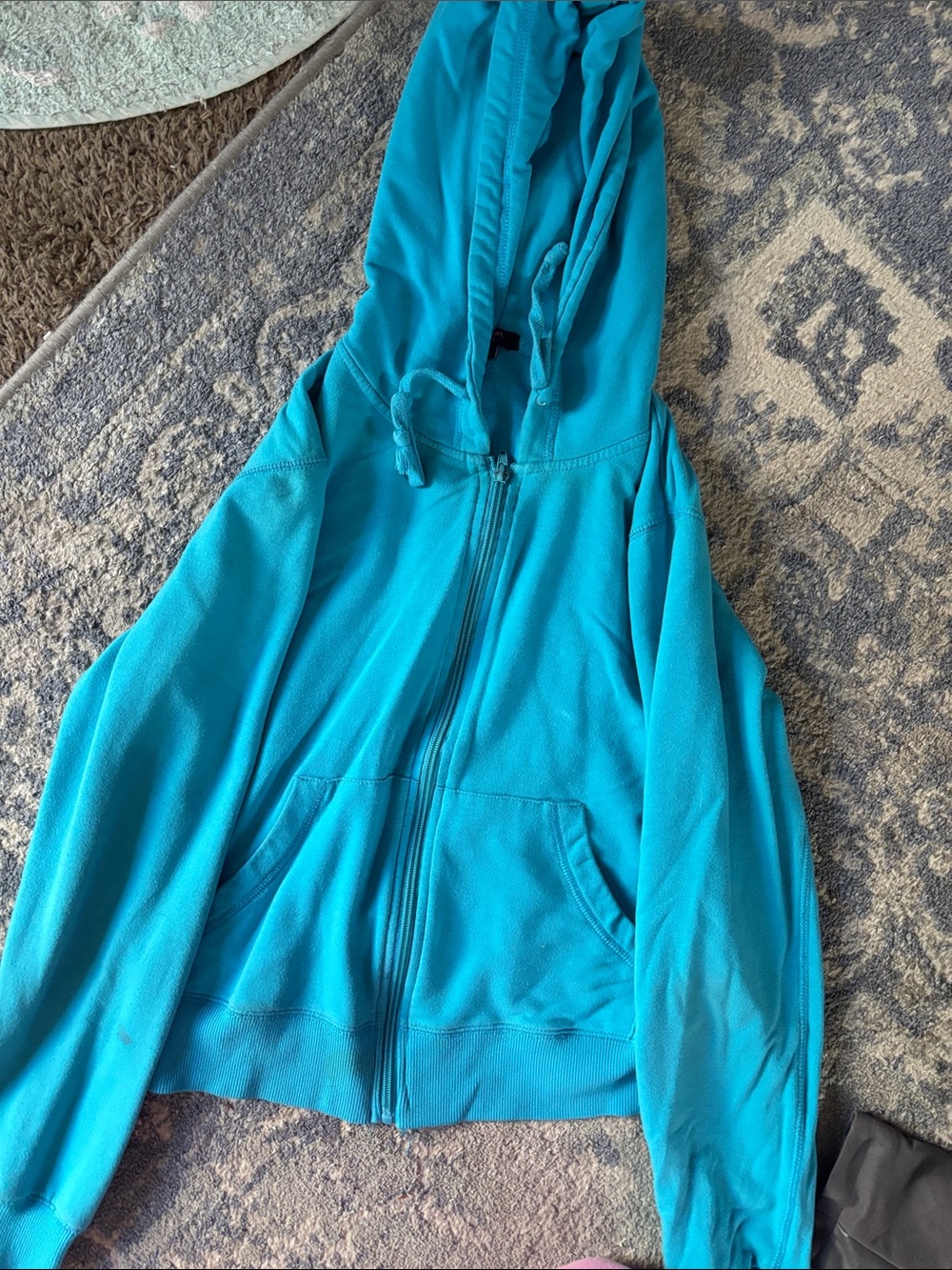 Kids Turquoise Full-Zip Hoodie Jacket with Hood